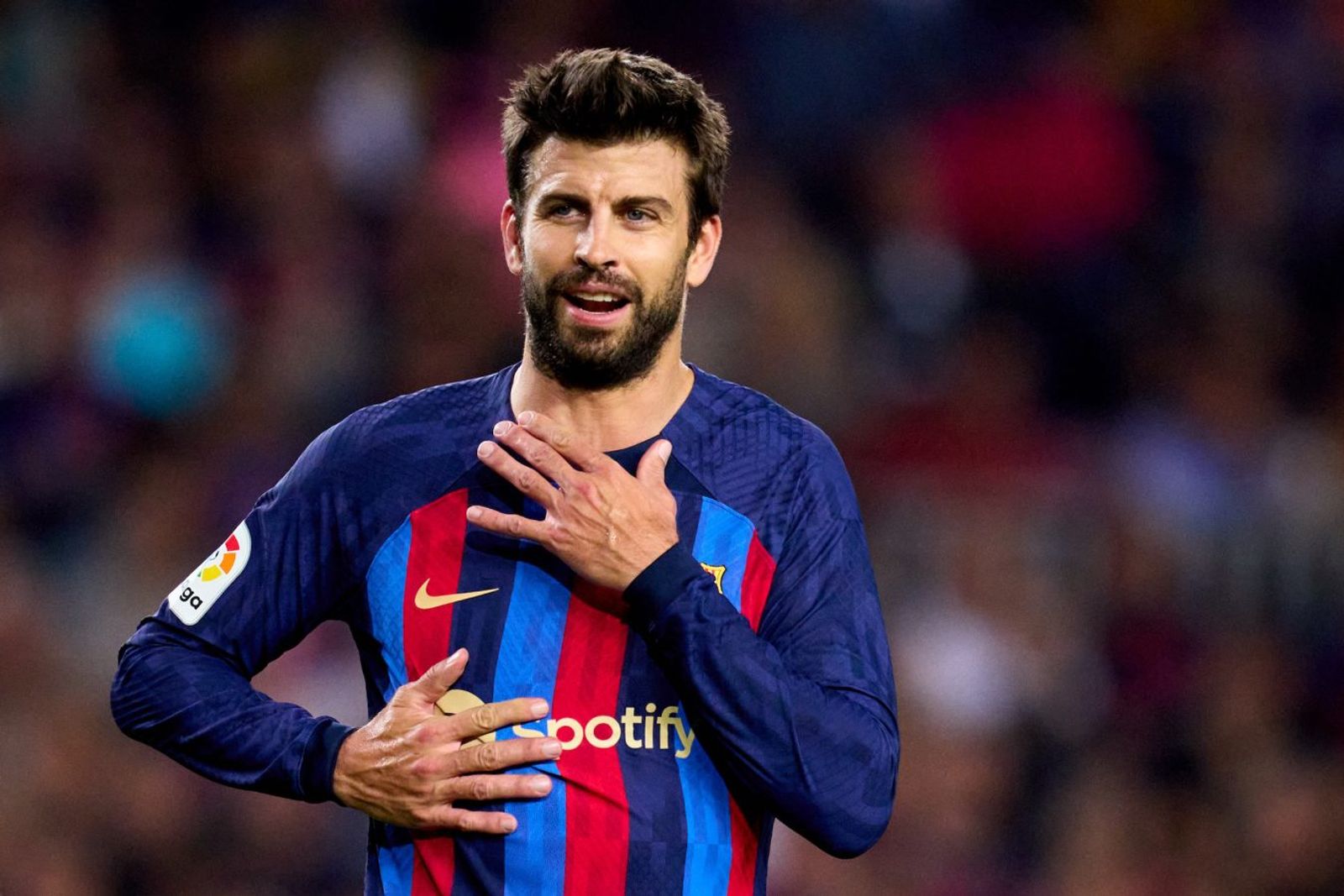 Former football player Gerard Piqué playing for Barcelona