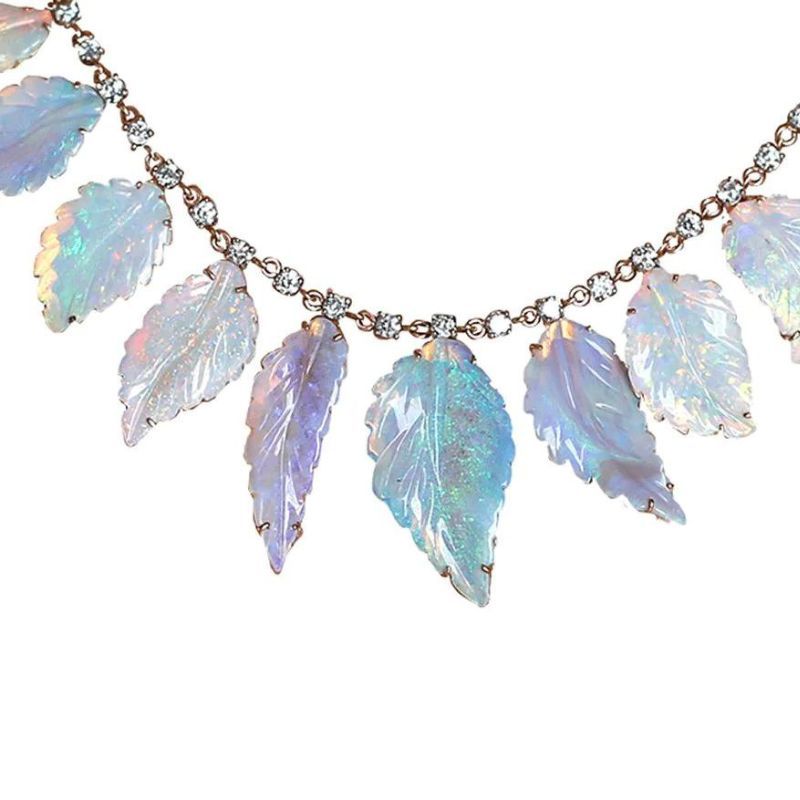 Irene Neuwirth Opal Leaf and Diamond Necklace