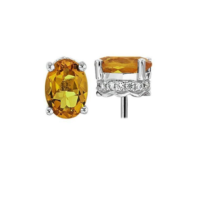 Blue Nile Oval Citrine and Diamond Earrings