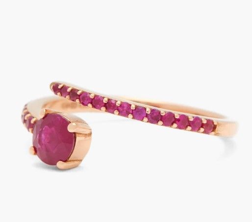 Ileana grass seed Ruby & Rose Gold Ring