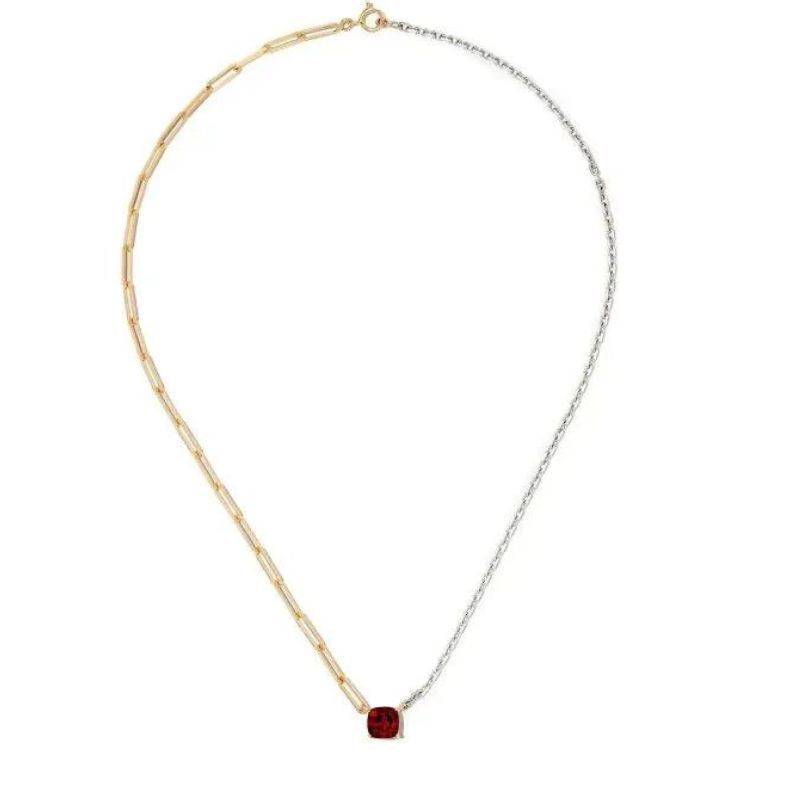   Yvonne Léon18kt white and yellow gold garnet solitaire necklace