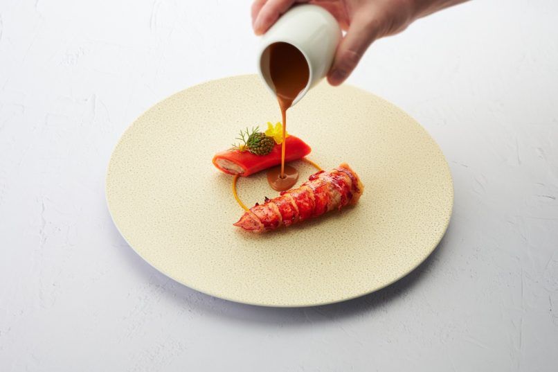 SKAI - BBQ Brittany Blue Lobster with Carrot, Basil and Caviar