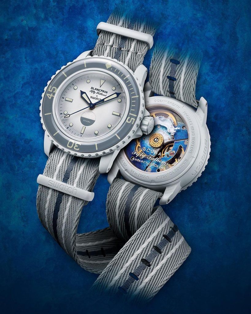 blancpain x swatch Bioceramic Scuba Fifty Fathoms singapore price watch details launch date antarctic ocean grey specs