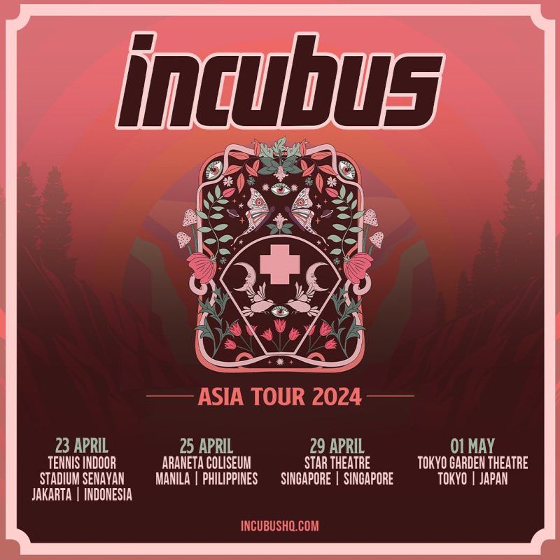 Incubus 'Asia Tour 2024' Singapore concert dates and other details