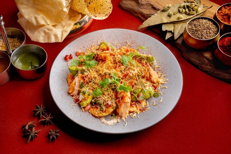 Bombay Brasserie Les Chaats Avocado Salmon Papdi Chaat