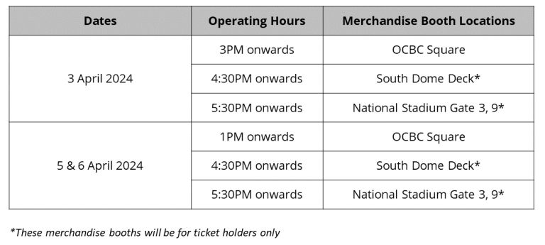Bruno Mars Singapore 2024 Merchandise Booth Timing Details