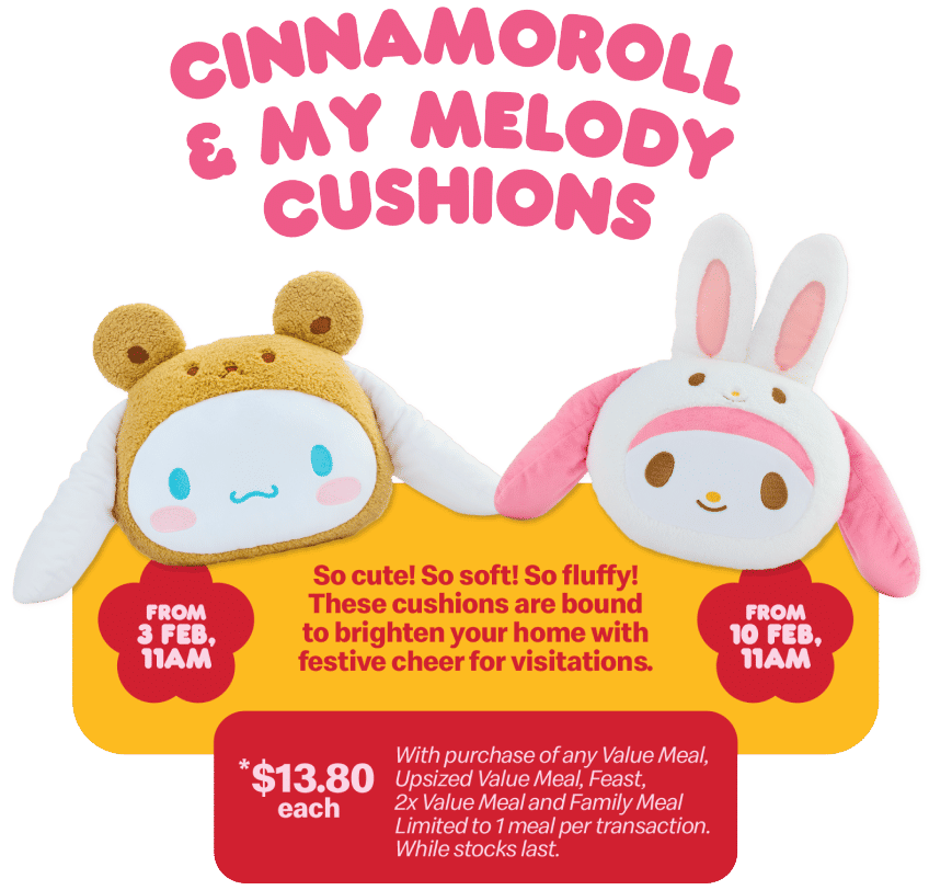 McDonald's Singapore Sanrio CNY 2025 cushions