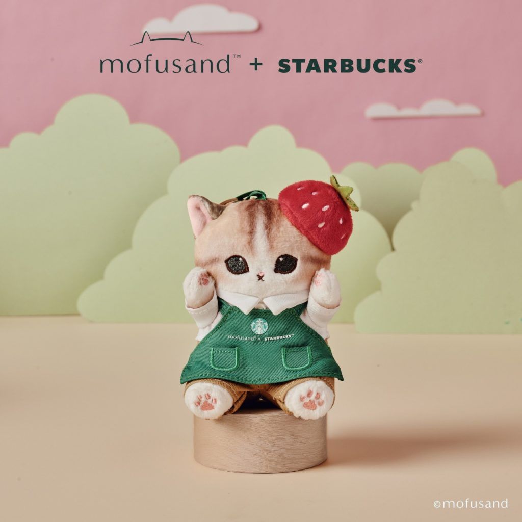 ラスト１点【mofusand starbucks】キーチェーン　苺　シンガポール Starbucks x Mofusand Strawberry 2025 collaboration collection details