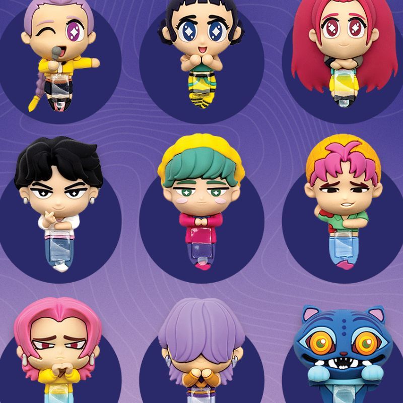 Which characters are included in the KPop Demon Hunters phone huggers?