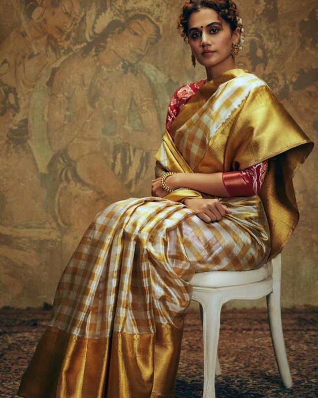 Tapsee Pannu in designer Gaurang Shah's silk sarees – Designer Sarees