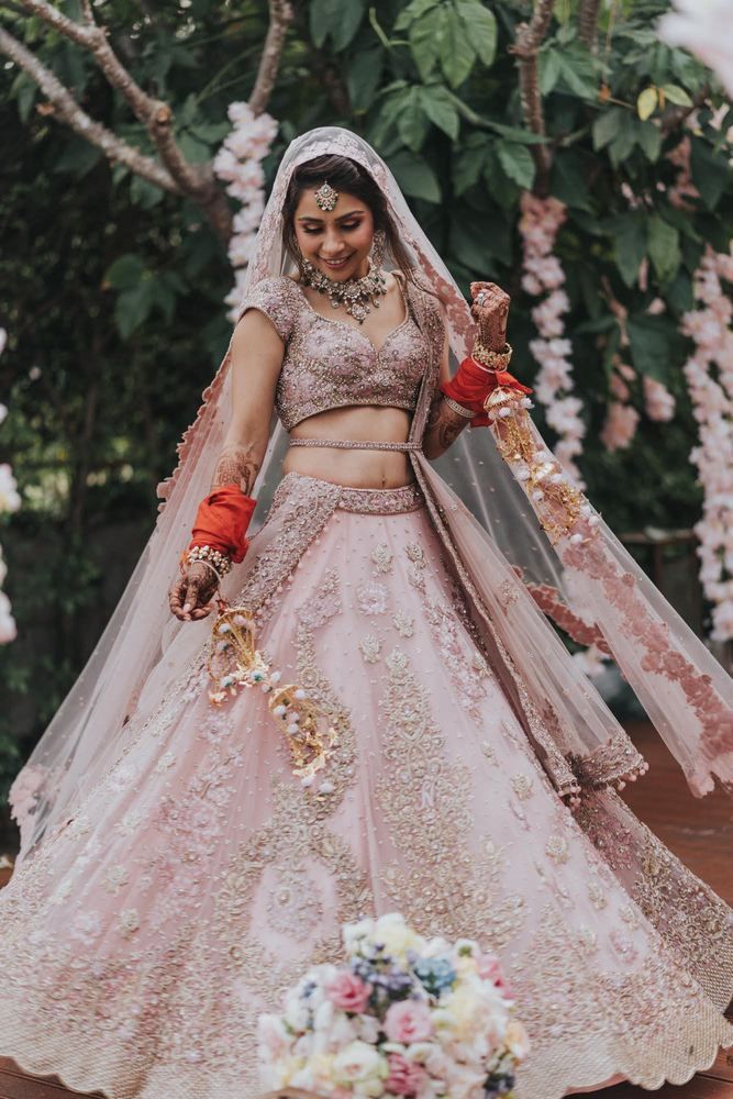 light pink dulhan lehenga