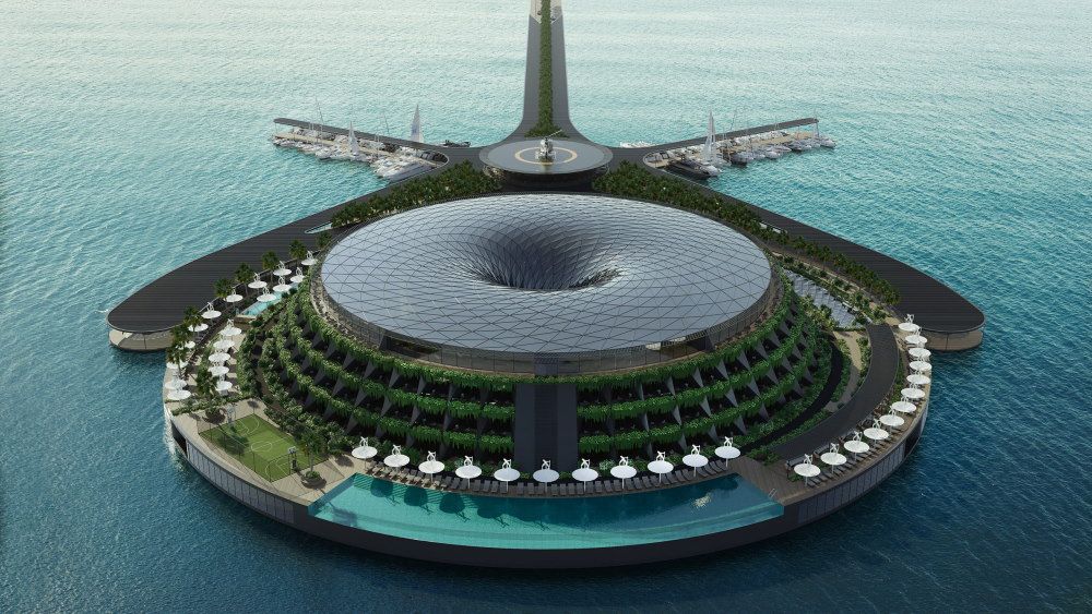 This floating eco-hotel concept in Qatar generates its own electricity