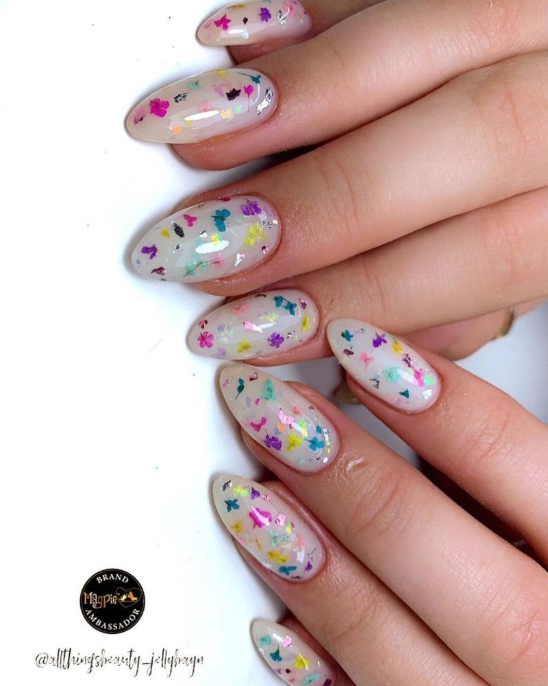 Pressed flower nail art designs you need, courtesy of Blake Lively