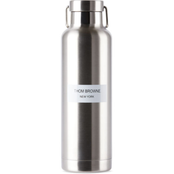 Thom Browne Silver Stainless Steel Logo Water Bottle