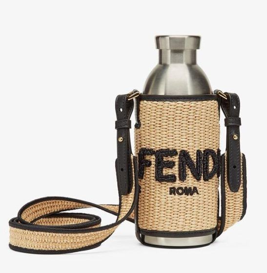 Fendi Flask with woven straw Holder