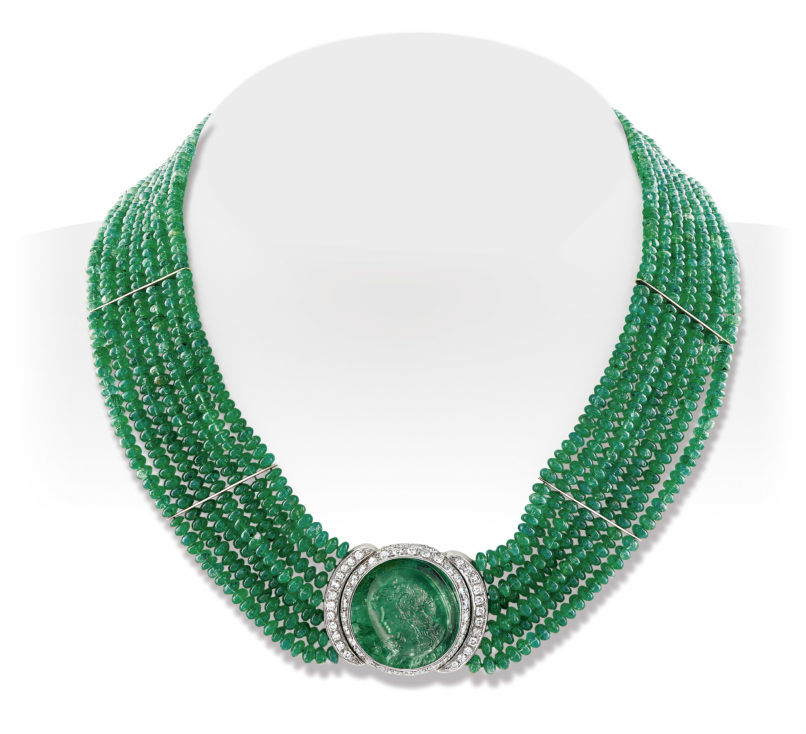 A Rare Colombian Emerald Cameo, circa 1940, Part of AstaGuru's Heirloom Jewellery, Silver and Timepieces Auction in May 2021