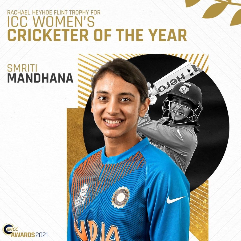 Smriti Mandhana earns the prestigious ICC Women’s Cricketer of the Year title