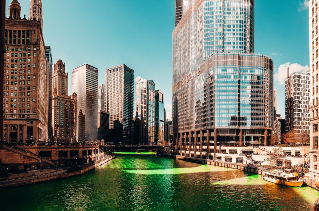 Chicago River on St Patrick's Day