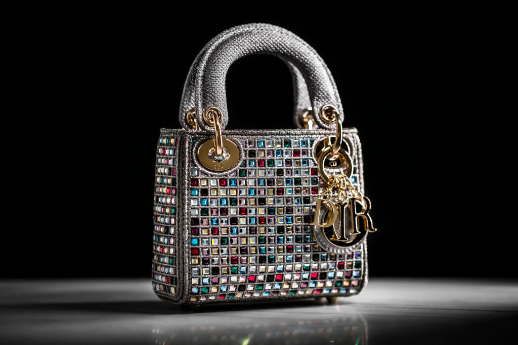 Savior faire of Rhinestone encrusted Lady Dior bag and Diorarty shoes