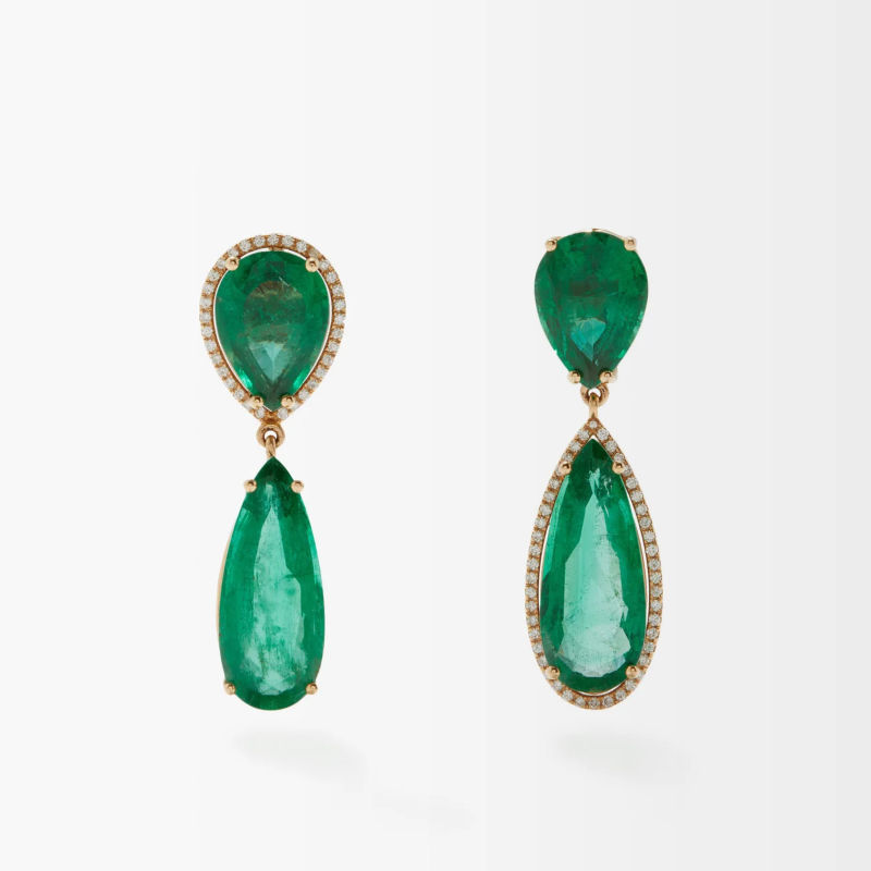 Shay Diamond & Emerald Earrings