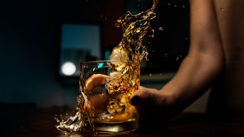 water in whiskey