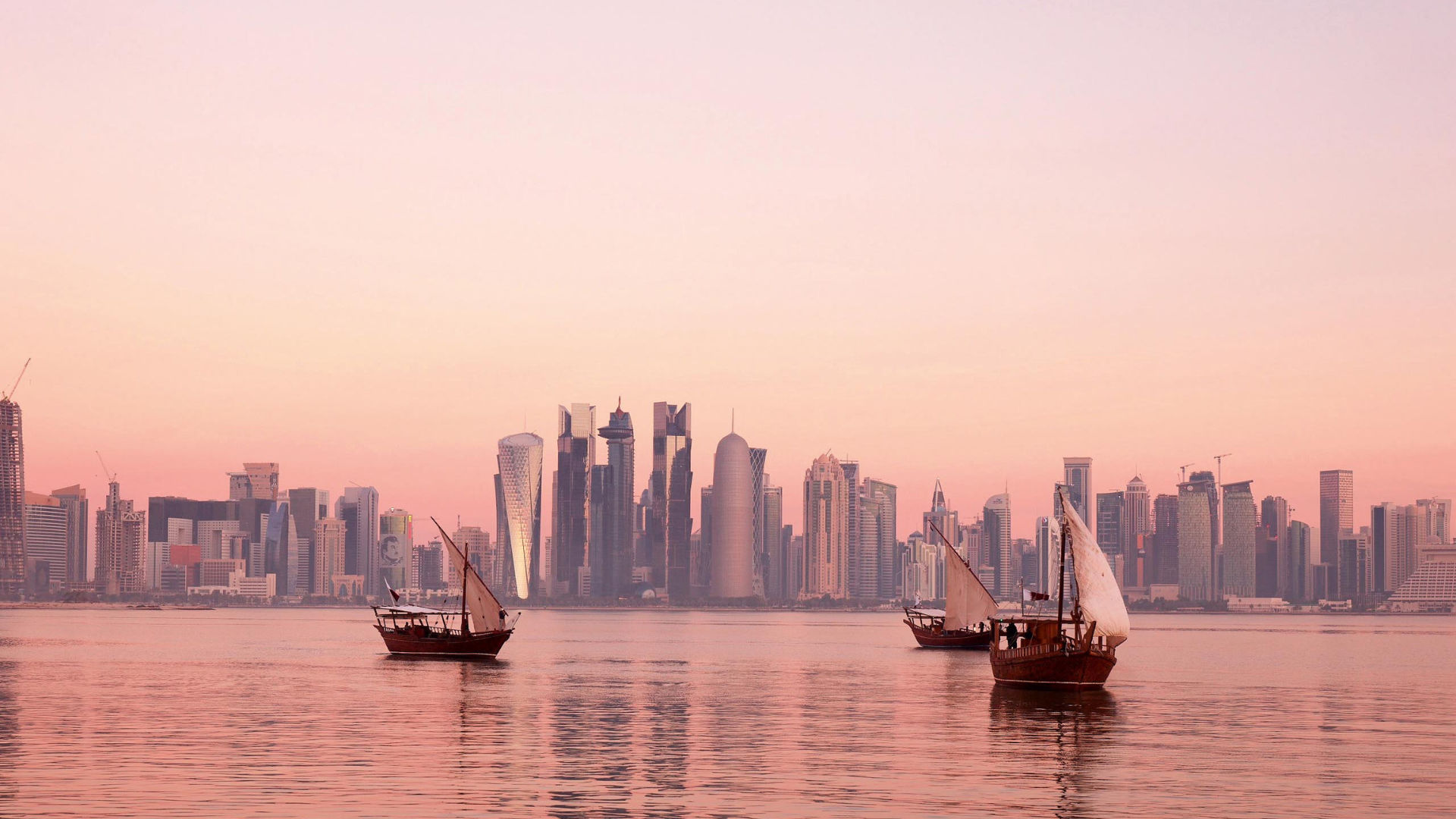 Qatar 2022 World Cup mascot and countdown clock on Doha waterfront