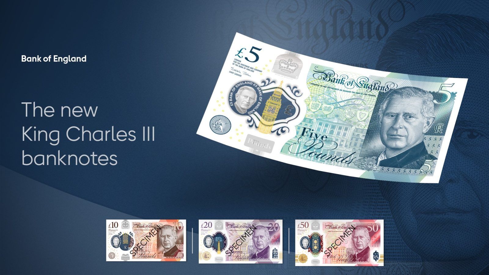 BoE unveils new UK currency notes specimen featuring King Charles