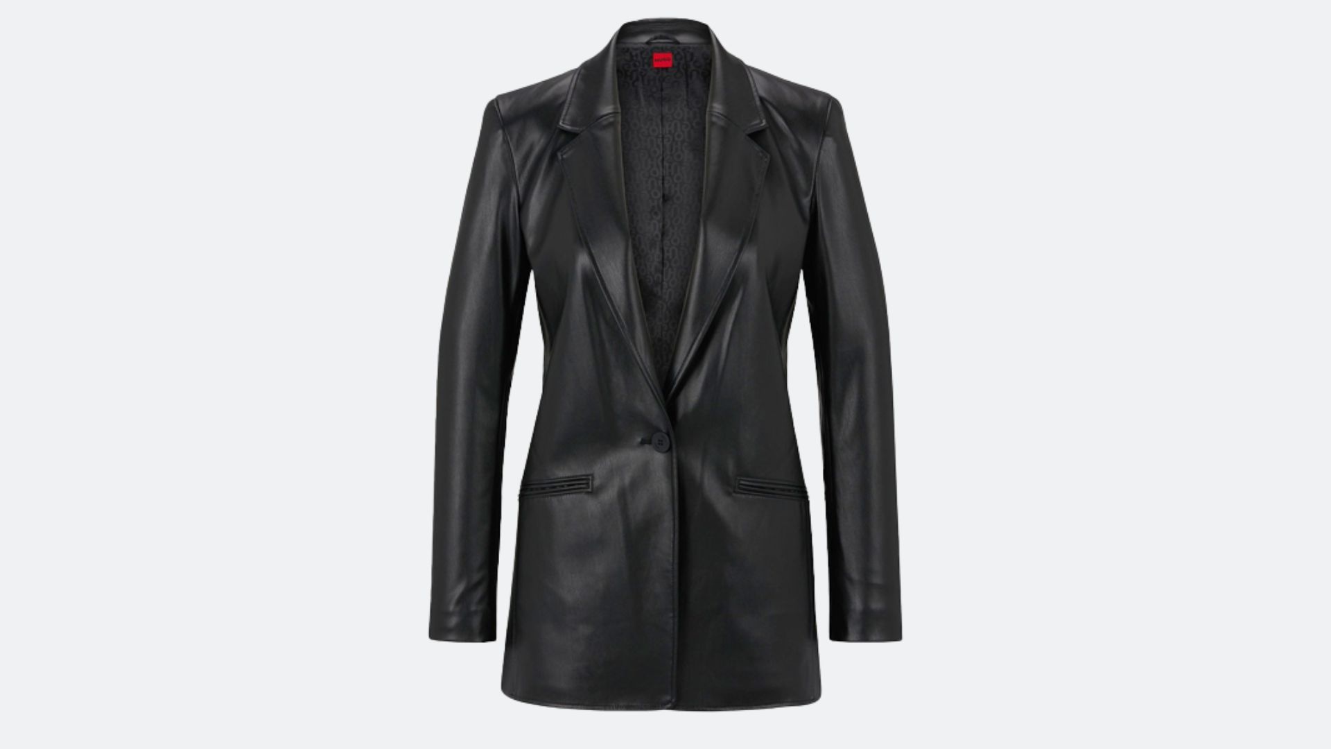 HUGO BOSS faux leather regular fit long jacket