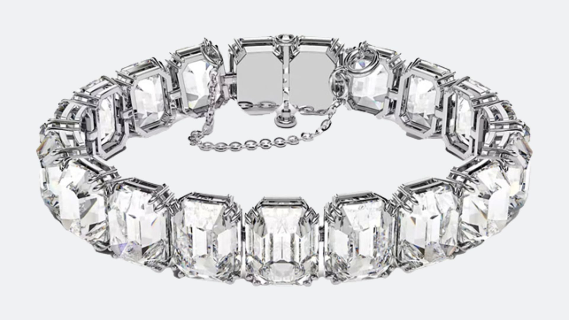 Millenia bracelet with octagon cut, white, with rhodium, Swarovski,
