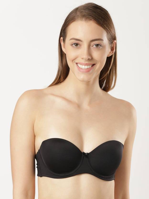 Camille Womens Underwired Black Bandeau Cup T-Shirt Multiway Strapless  Everyday Bra
