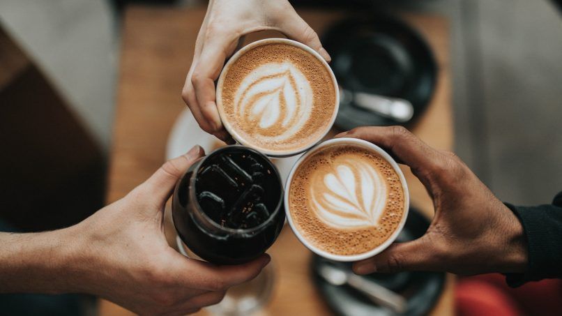 drinking coffee