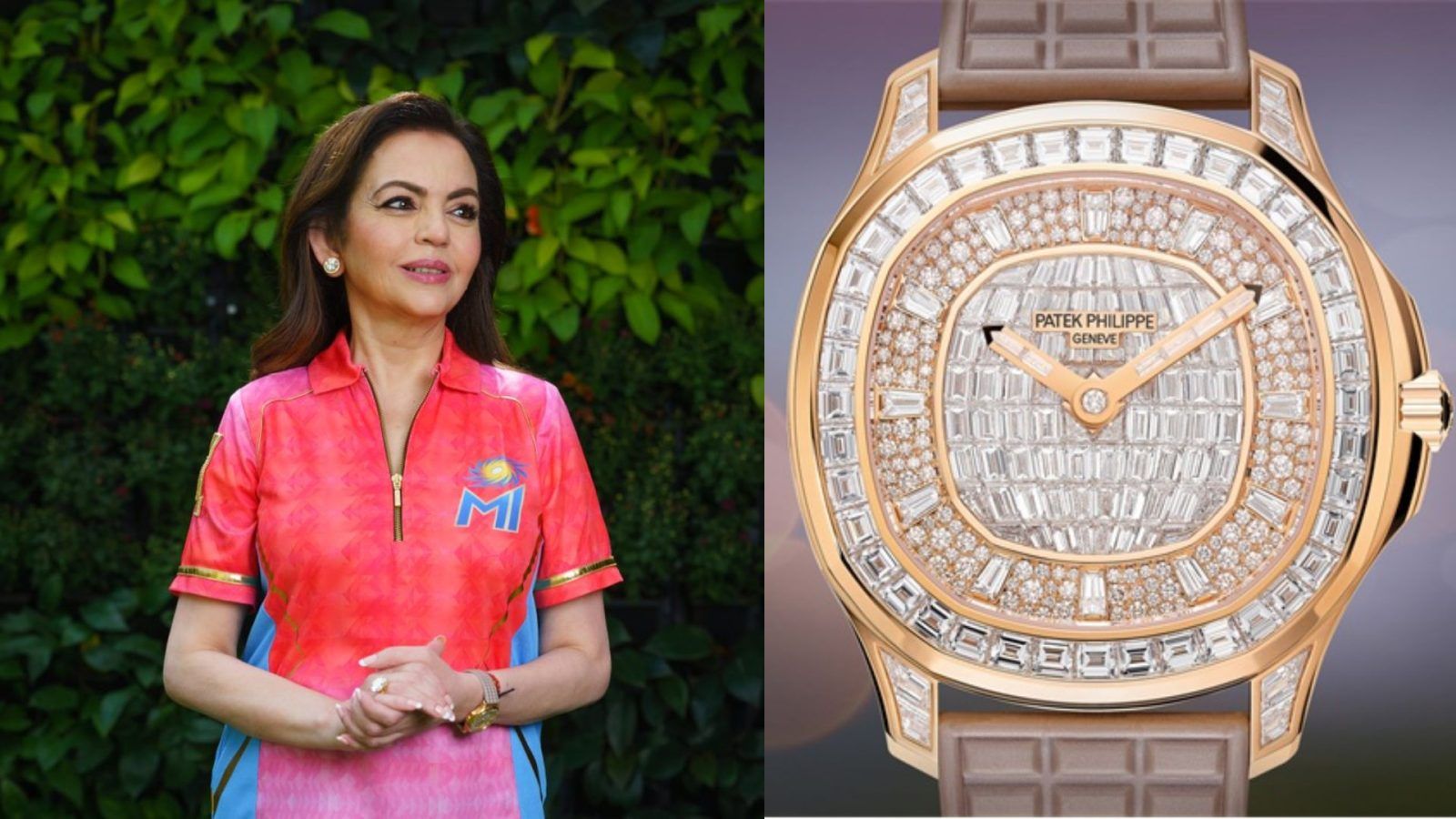 While her husband Mukesh Ambani who is worth $87 billion wears a simple  $8,500 Rolex watch, Nita sports a diamond studded $225,000 Patek Philippe.  The wife of Asia's richest man once shopped