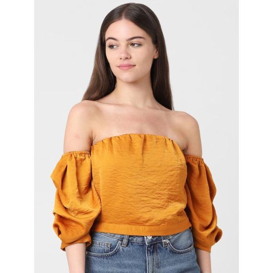 Mustard bardot top hot sale