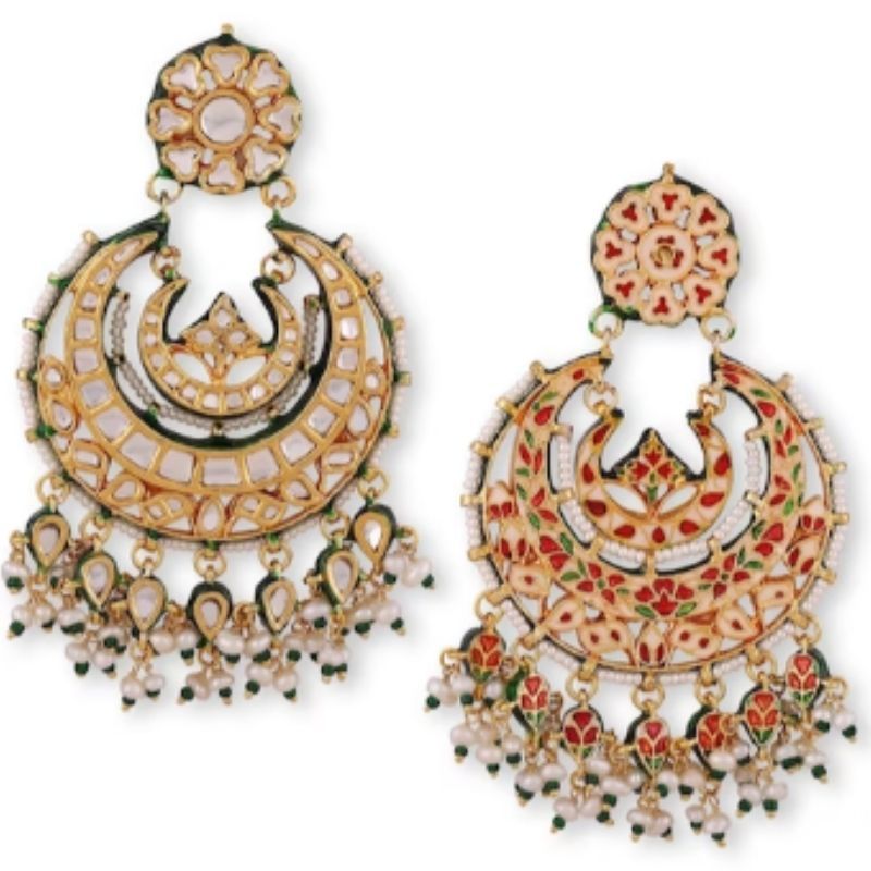 Oval Traditional Indo Western Brass Chand Style Beads Earring With Gold  Plating 110367 at Rs 220/pair in Mumbai