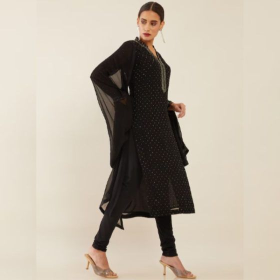Soch Black Georgette Embellished Salwar Suit Sets