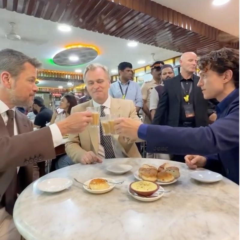 Christopher Nolan, Tom Holland, Matt Damon stop at Mumbai's 108-year-old Olympia Coffee House for Chai and Bun Maska after 'The Odyssey' premiere
