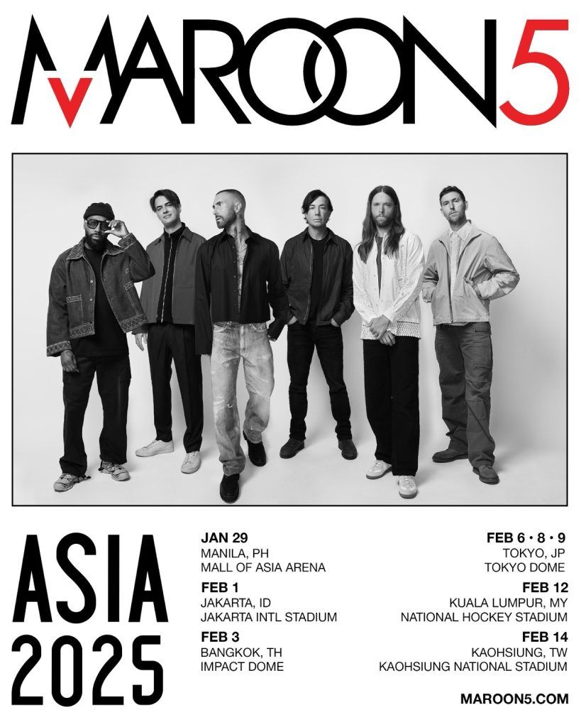 เพลง Maroon 5 ที่ควรฝึกร้องก่อนไปคอนเสิร์ต ‘Maroon 5 Asia 2025’ ที่ไทย